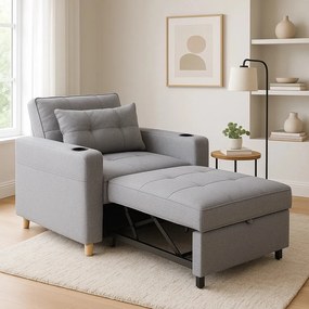 Ágyazható Fotel Szürke Kárpittal. SOLOR