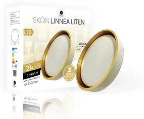 Skön Linnea Liten 24 W-os ø330 mm kerek natúr fehér, fehér-arany színű lámpa, IP20