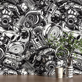 Vinil tapéta 44,5x300 cm öntapadós vízálló fekete-fehér