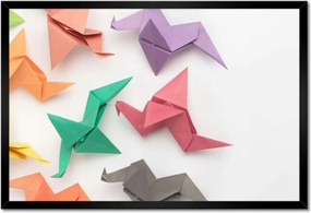 Poszter keretben 60x40 Színes origami madarak