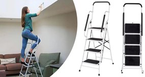 4 fokos fém létra levehető kapaszkodóval