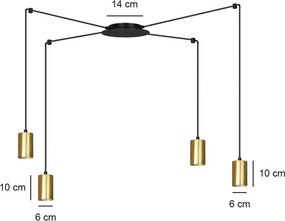 Emibig modern függeszték traker fekete arany emi526/4