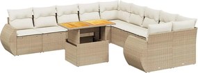 vidaXL 11 részes bézs polyrattan kerti ülőgarnitúra párnákkal