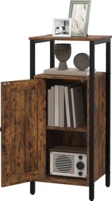 HOMCOM Keskeny Oldalsó Asztal Kávézóasztal Szekrénnyel és Két Nyitott Polccal, Végasztal Kávézóasztal Éjjeli Asztal a Nappaliba és Hálószobába 34 x 30