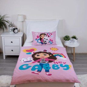 Rózsaszín pamut gyerek ágyneműhuzat babaágyhoz 100x135 cm Gabby's Dollhouse – Jerry Fabrics