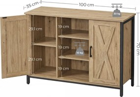 Komód TAYLOR ARTISAN nyitott polcokkal, 100x70cm