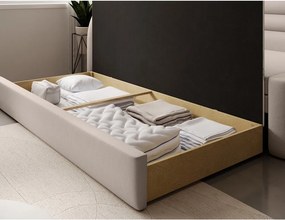 Bézs bársony kinyitható-tárolóhelyes kanapé bal oldali 223 cm Fabillo – ELTAP