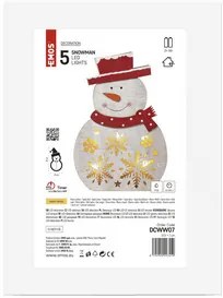 LED karácsonyi hóember, fa, 30 cm, 2x AA, beltéri, meleg fehér, időzítő