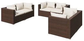 6 részes barna polyrattan kerti ülőgarnitúra párnákkal