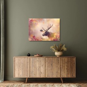 Kép - jávorszarvas az őszi levelekben (üvegen) (70x50 cm)
