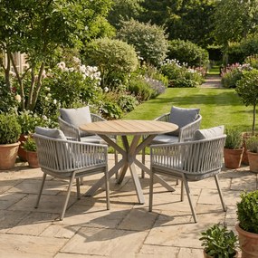 Kerti szék, fém, polyrattan, bézs, AZC-S1430 CRM