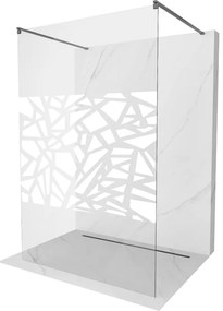 Mexen Kioto, Walk-In zuhany paraván 100 x 200 cm, 8 mm átlátszó üveg fehér mintás, grafit profil, 800-100-002-66-85
