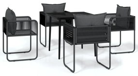 vidaXL 5 részes fekete kerti étkezőgarnitúra
