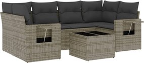 vidaXL 7 részes szürke polyrattan kerti ülőgarnitúra párnákkal
