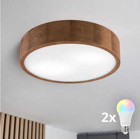 Brilagi - CARVALHO LED RGBW dimmelhető mennyezeti lámpa, 2xE27/9W/230V, Wi-Fi, tölgy, átm. 37,5 cm