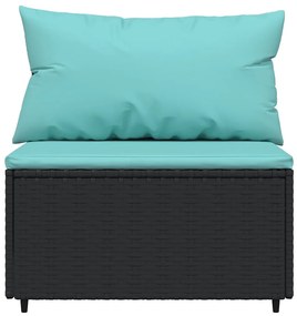 3 részes fekete polyrattan kerti ülőgarnitúra párnákkal