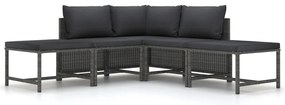 vidaXL 5 részes szürke polyrattan kerti ülőgarnitúra párnákkal