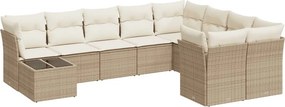 vidaXL 10 részes bézs polyrattan kerti ülőgarnitúra párnával