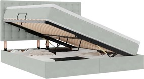 vidaXL Ágy tárolóval és LED lámpával leddel Világosszürke 160 x 200 cm
