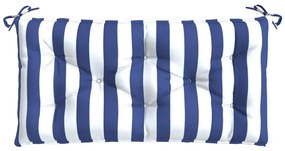 2 db kék és fehér csíkos szövet kerti padpárna 100 x 50 x 7 cm