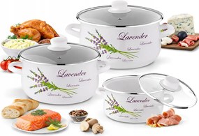 Zománcozott edénykészlet 6 részes Fedél Fogantyúk Indukciós Gáz Robusztus
