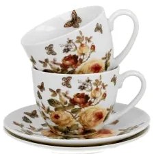 Porcelán virágos csésze + alj 270 ml 2 személyes dobozban Zahra