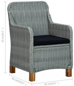 2 db világosszürke polyrattan kerti szék párnával