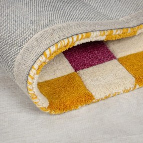 Sárga-rózsaszín kézi szövésű gyapjú szőnyeg 200x290 cm Kai Wool Border – Flair Rugs