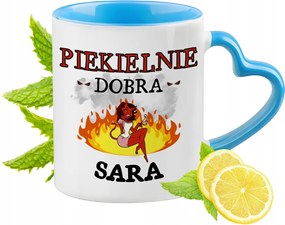 Sarah Kék Bögre Szív Alakú Füllel Ajándék Nyomtatott