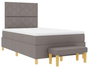 Box Spring ágy matraccal és padláccal taupe 120x190 cm szövet