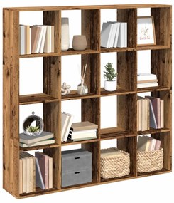 antik fa színű szerelt fa könyvszekrény 137,5 x 29 x 137,5 cm