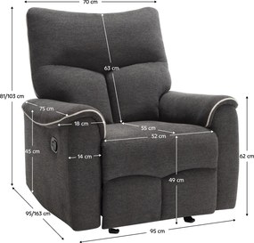 Relax fotel, sötétszürke/világosszürke, NADER