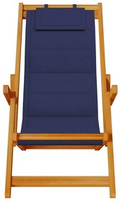kék akácfa &amp; textilene összecsukható strandszék karfával