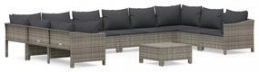 vidaXL 11 részes szürke polyrattan kerti ülőgarnitúra párnákkal