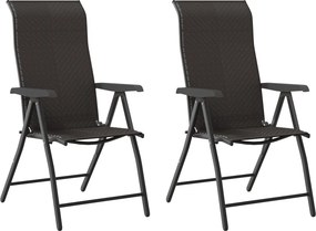 vidaXL 2 db feketekávé színű polyrattan összecsukható kerti szék