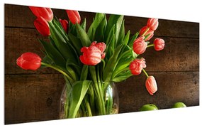 Piros tulipánok a vázában (120x50 cm)