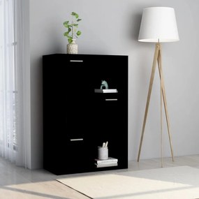 fekete szerelt fa tárolószekrény 60 x 29,5 x 90 cm