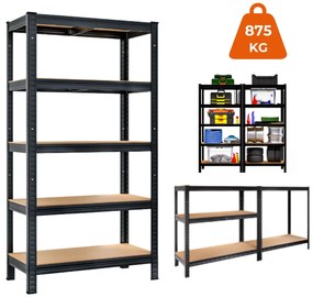 Jurhan HEAVY nagy teherbírású polc, max 875kg, 90x40x180cm, fekete