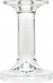 Üveg Gyertyatartó átlátszó retro 13cm magas