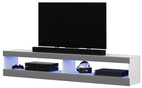 Tv szekrény/asztal Violett 140 (világítással) (fehér + szürke). 1098642