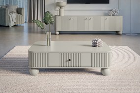 Vesper dohányzóasztal 103x60 cm fiókkal - kasmír / fekete fogantyú / gömb lábak