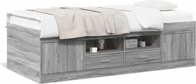 vidaXL szürke sonoma kanapéágy fiókkal matrac nélkül 100x200 cm