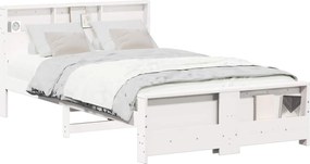 vidaXL Ágykeret fejtámlával Fehér 135 x 190 cm Faanyag