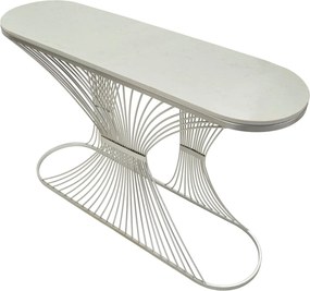 Luxus ezüst konzolasztal márvány asztallappal 120X35X79 cm