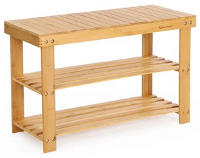 REGINA bambusz pad cipőtartóval, 70x28x45cm, természetes fa SongmicsHome