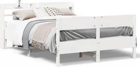 vidaXL fehér tömör fenyőfa ágy matrac nélkül 135 x 190 cm