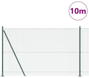 Varrat Nélküli Drótkerítés 7 Flanged Posts Zöld 1.4x10 m Acél