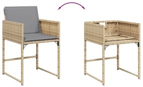 4 db vegyes bézs polyrattan kerti szék párnával