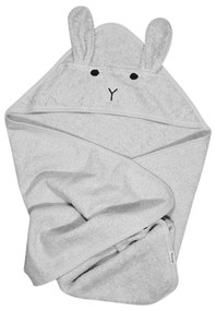 Szürke pamut kapucnis gyerek törölköző 76x76 cm Rabbit – Kindsgut
