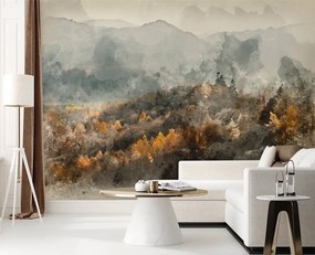Gario Fotótapéta Őszi erdő ködbe burkolózva - akvarell absztrakció Anyag: Vlies, Méret: 150 x 105 cm